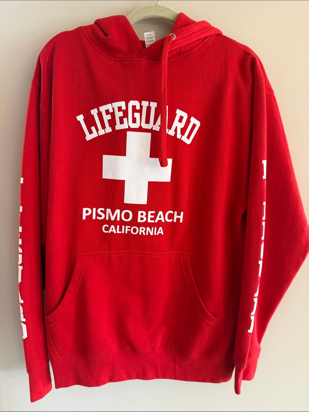 Lifeguard Pismo Beach California Red Hooded Sweatshirt